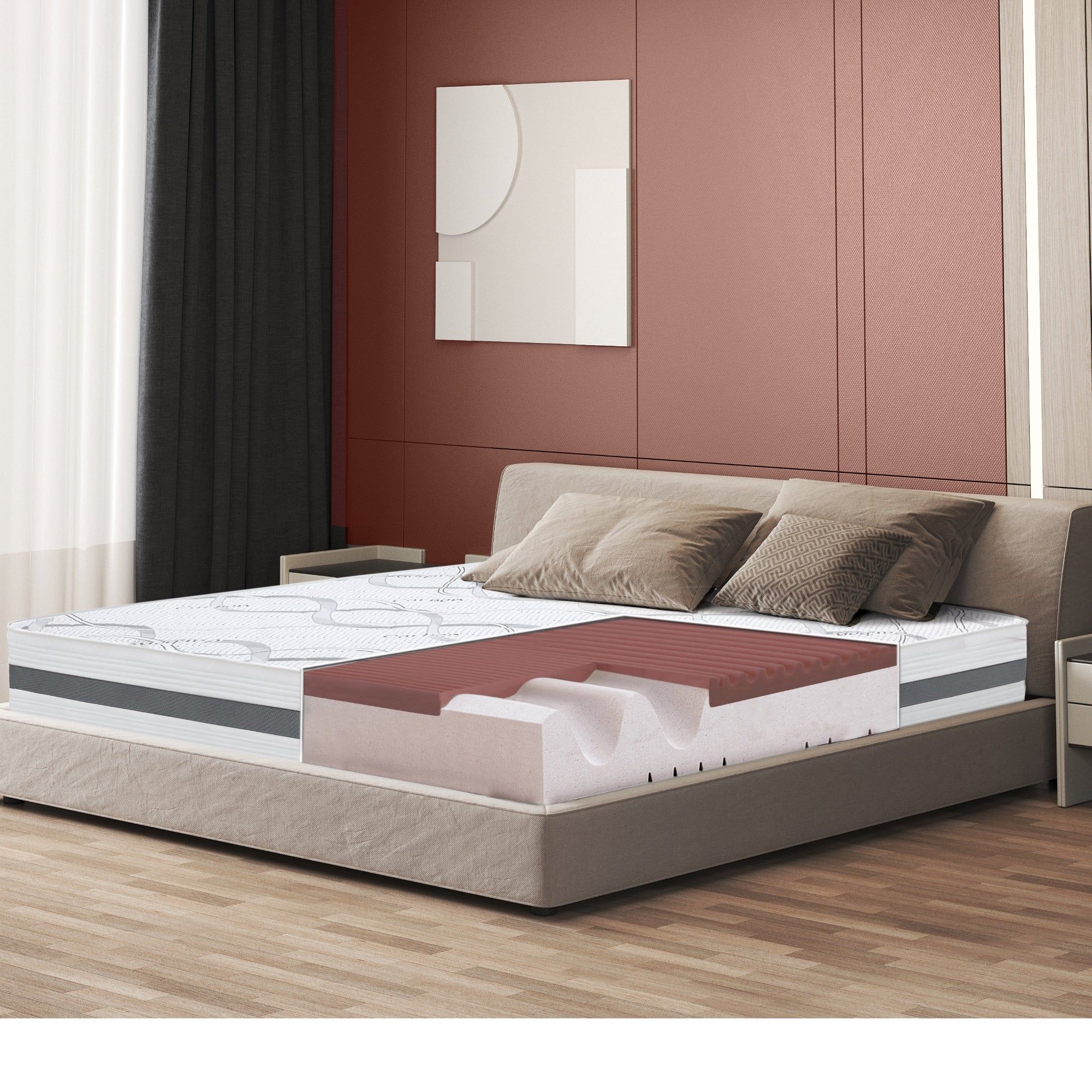 The White Stone Materasso in Memory Foam a Una Piazza e Mezza 120x190 Altezza 27 cm