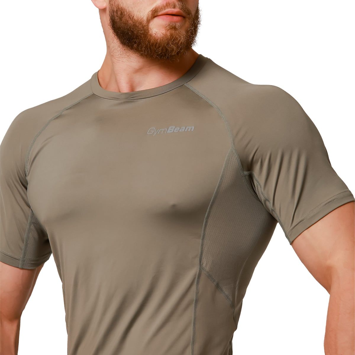 GymBeam T-shirt uomo Pulse Running slim a manica corta Vetiver