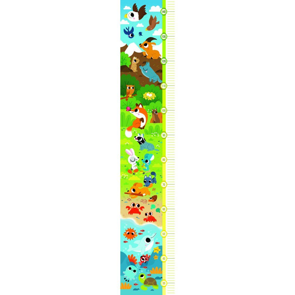 Puzzle Clementoni Meterware Tiere. Pezzi con animali e misure. Disposizione verticale con animali e scala metrica.
