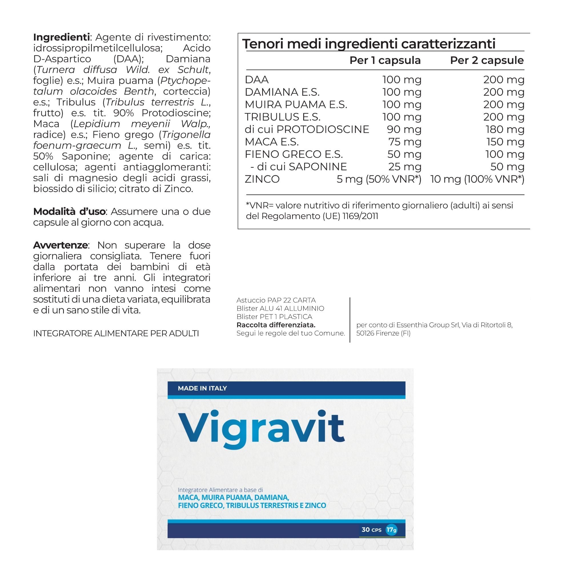 VIGRAVIT Integratore Sessuale Maschile - Alternativa Naturale per Vigore Uomo