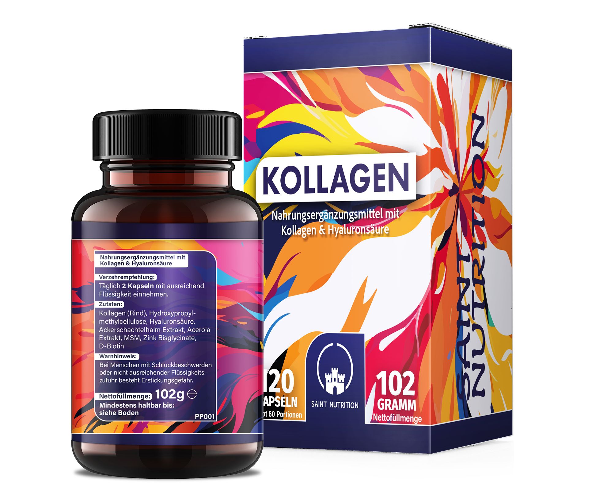Saint Nutrition® Capsule di collagene e ialurone con vitamina C