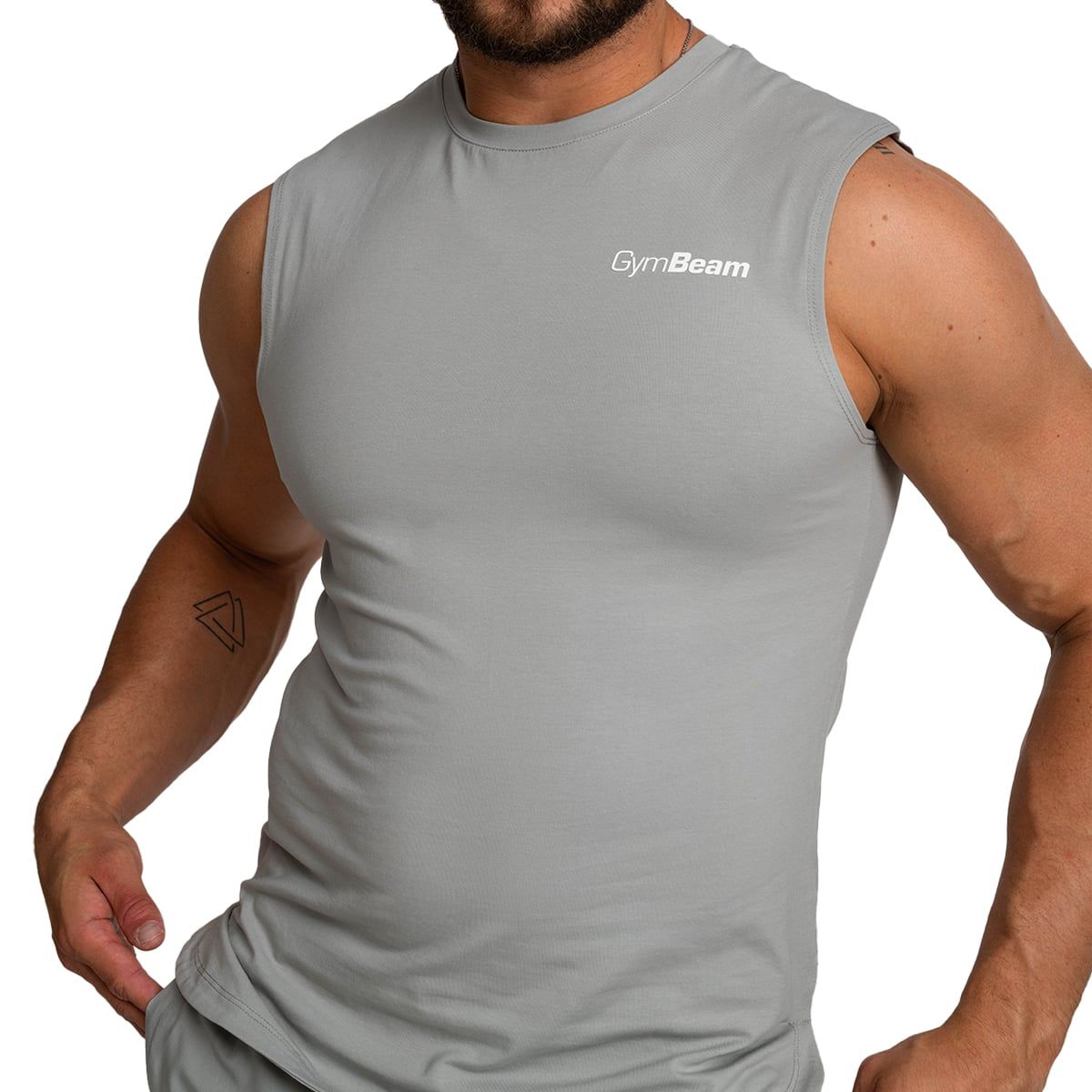 GymBeam Canotta uomo TRN regular grigia in cotone ed elastane