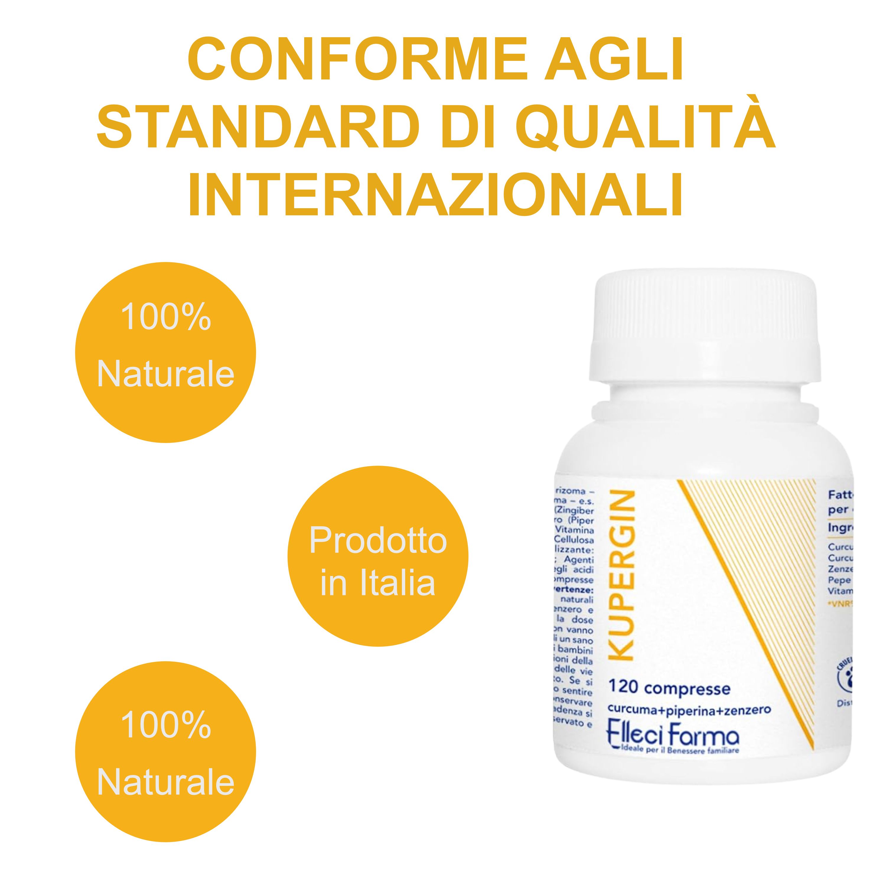 Ellecci Farma - Kupergin Brucia Grassi Potente con Curcuma e Piperina, Detox e Drenante, 120 cpr