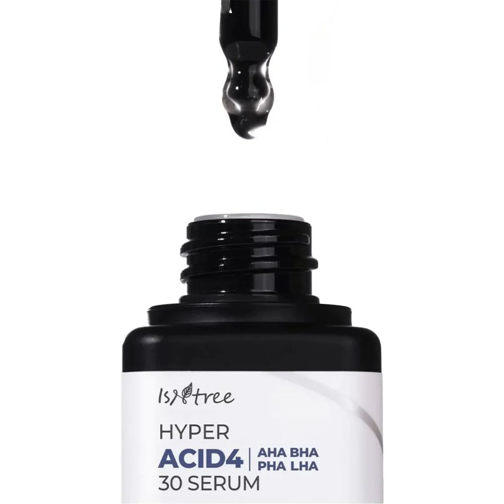 Contagocce con ISNTREE Hyper Acid4 30 Serum sopra il flacone.