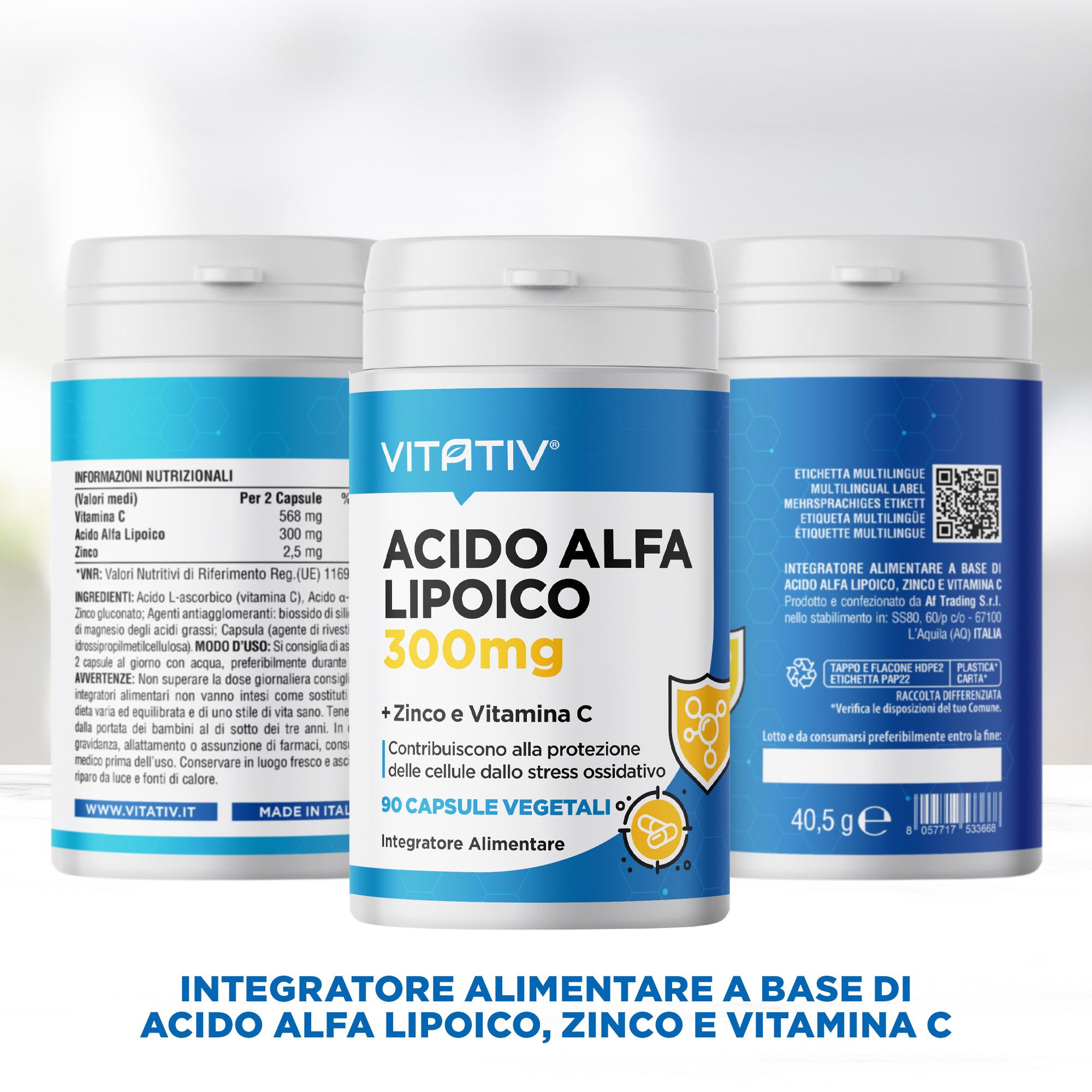 VITATIV® Acido Alfa Lipoico ALA con Vitamina C e Zinco - Capsule Vegetali