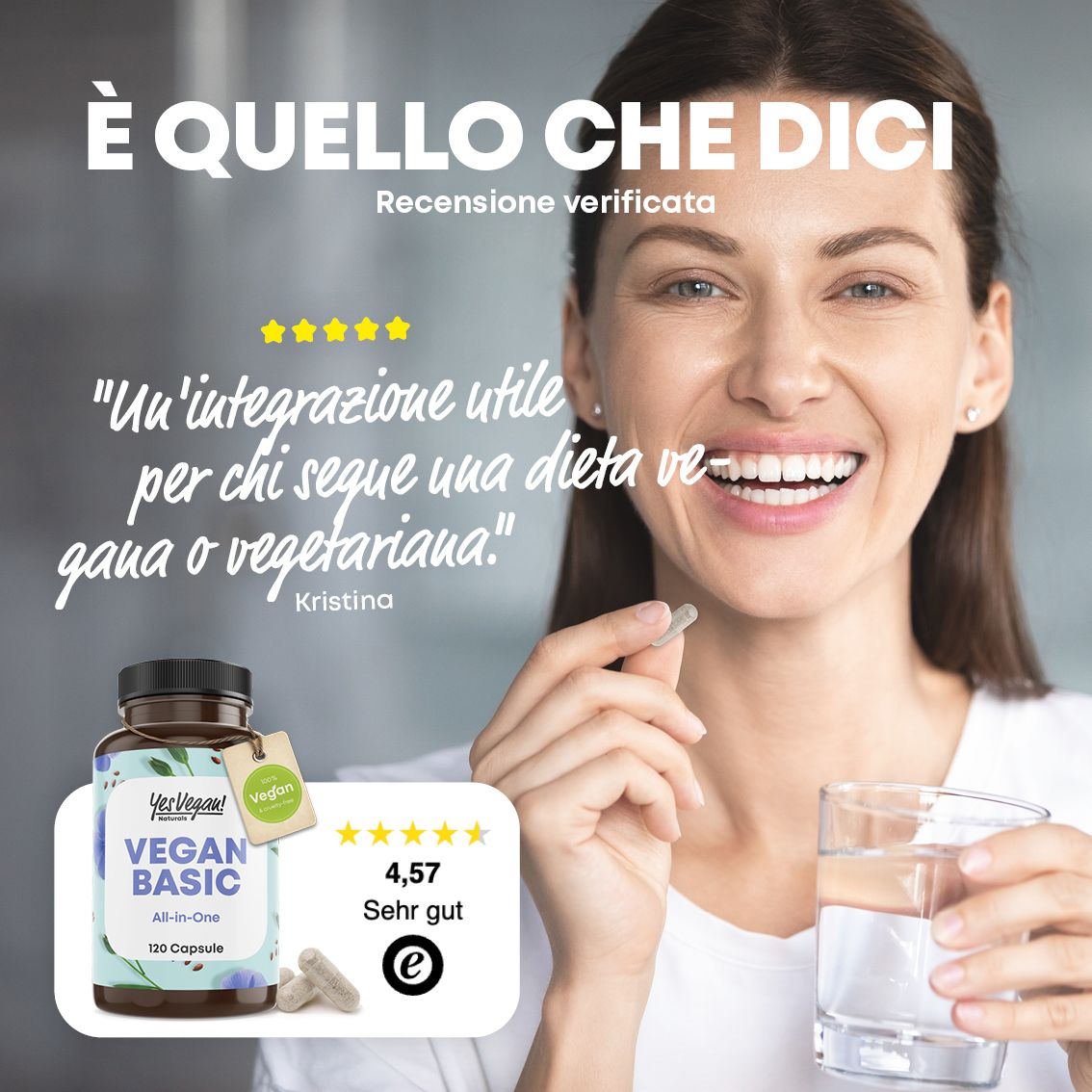 Flacone Yes Vegan! Naturals Vegan Basic All-in-One Multivitaminici confrontato con prodotti alternativi.