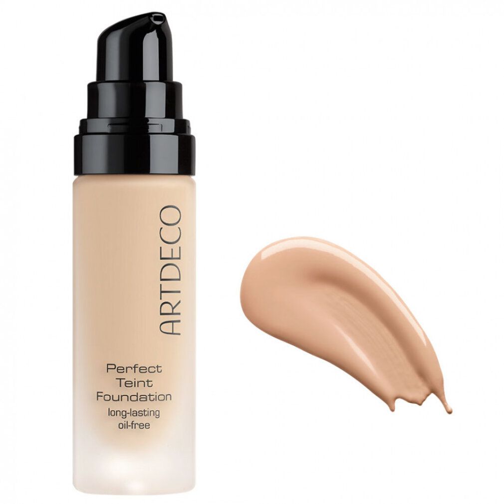 Flacone Artdeco Perfect Teint Foundation con dispenser e campione colore. Lunga durata, oil-free.