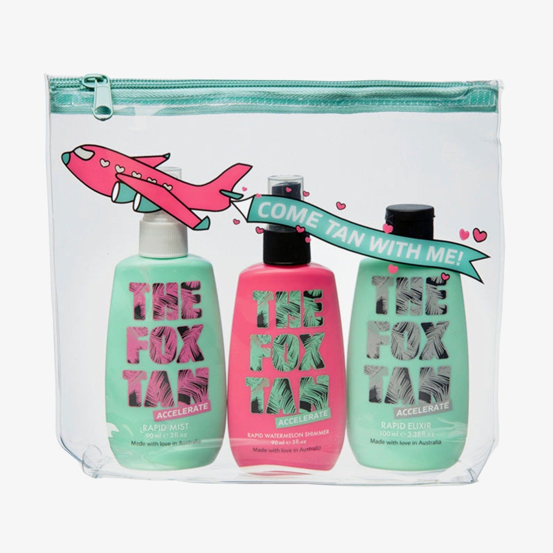 The Fox Tan Jet-Setter Trio, Rapid Elixir, Mist & Watermelon Shimmer, set abbronzante,  3 pezzi