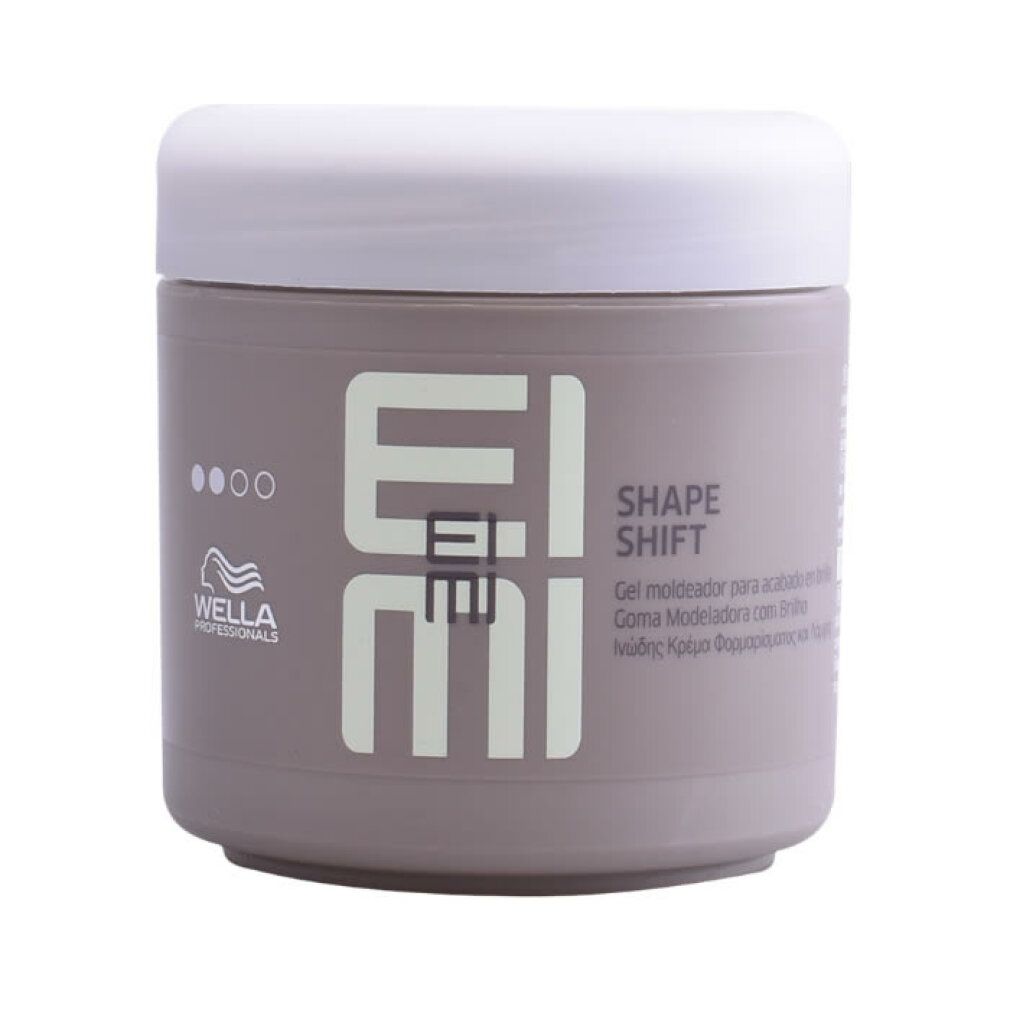 Contenitore con coperchio bianco. Scritta: EIMI SHAPE SHIFT. Marchio Wella Professionals.