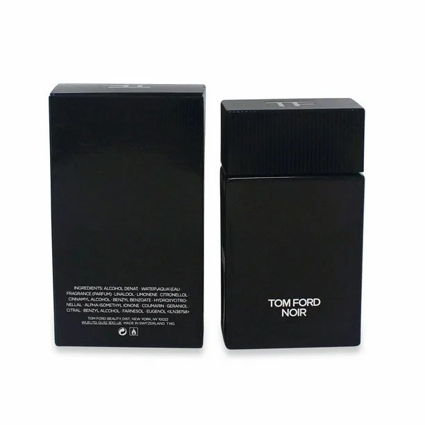 Flacone nero e confezione nera. Scritta TOM FORD NOIR in bianco. Testo sulla confezione.