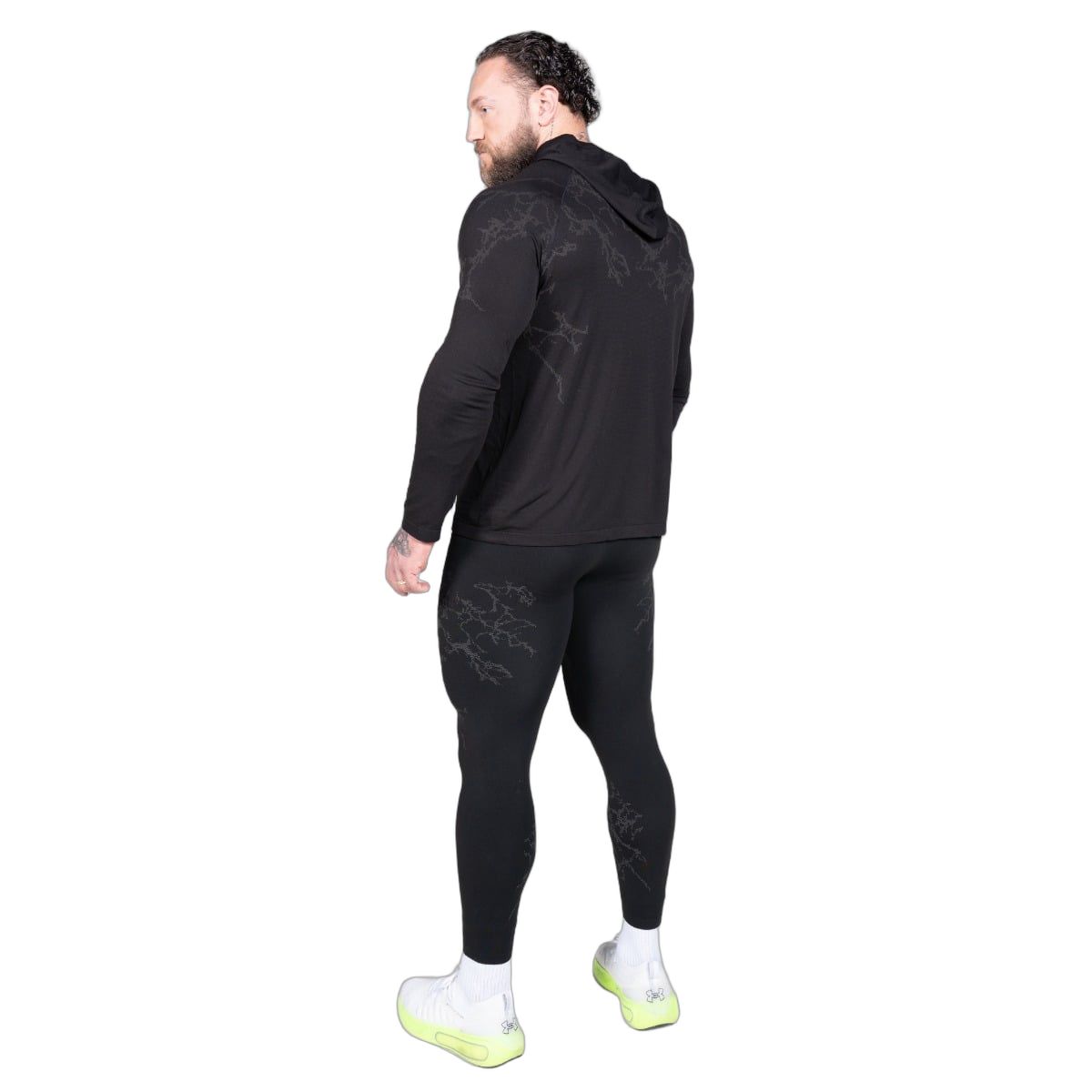 GymBeam Leggings uomo senza cuciture slim in poliestere, nylon ed elastan Static nero
