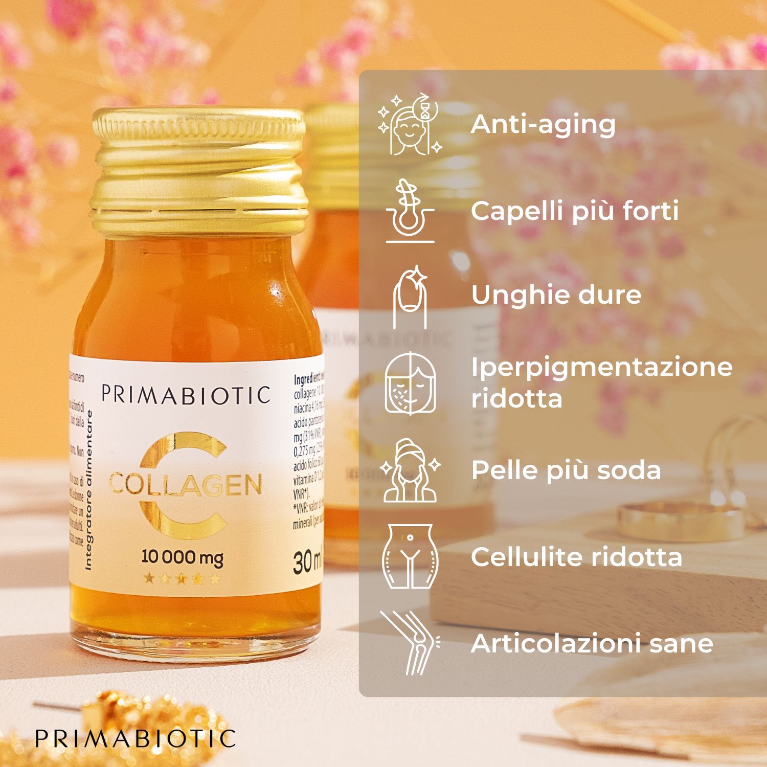Primabiotic Collagen - Alta Qualità [10.000 mg] 95% di assorbimento, 30 bottiglie da 30 ml, 900 ml