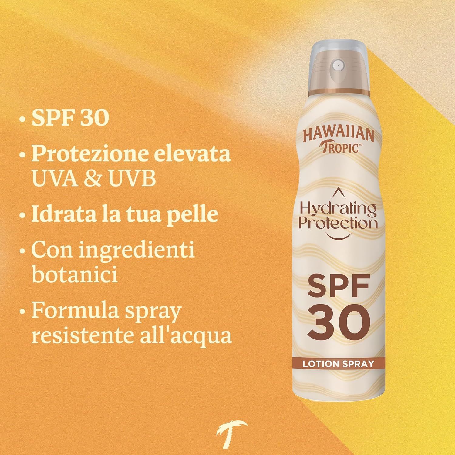 Caratteristiche: SPF 30, alta protezione UVA & UVB, idrata la pelle, ingredienti botanici, spray resistente all'acqua.