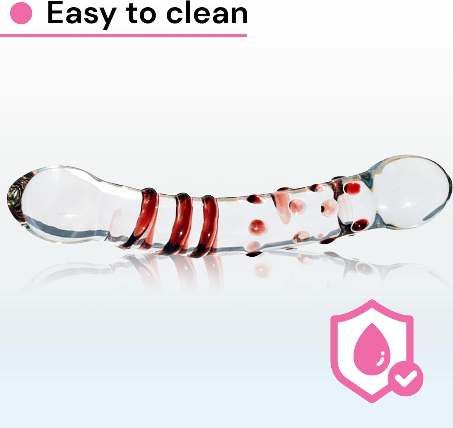 FOPS dildo in vetro rosso 21 cm, diametro 3,5 cm, dildo doppio