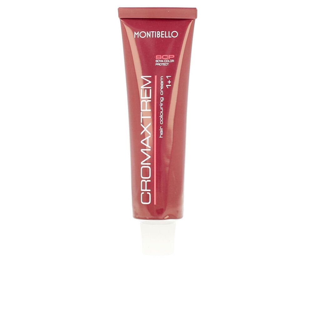 Crema colorante per capelli. Marchio Montibello, nome prodotto Cromatrem. Tonalità 1+1.