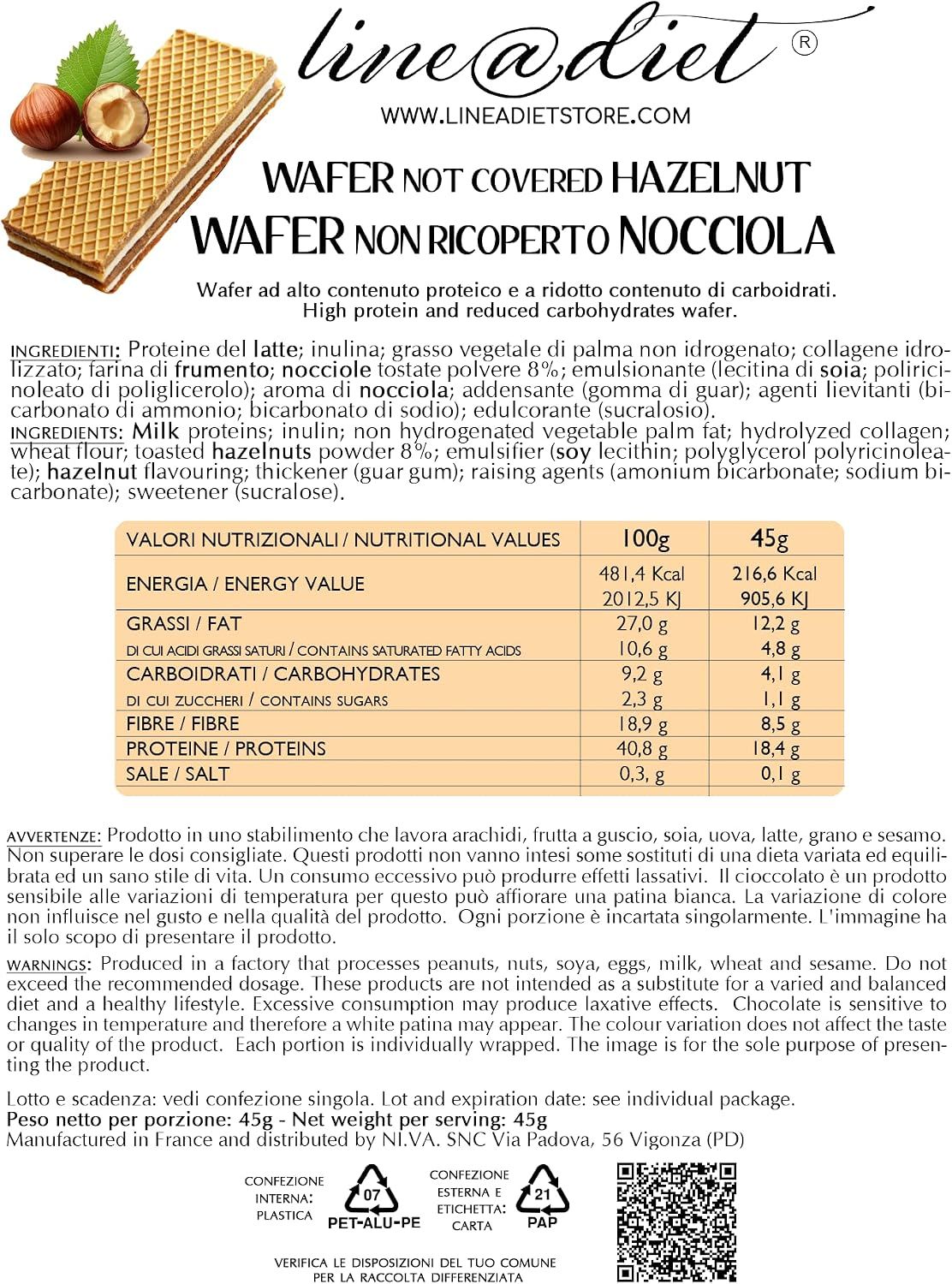 Wafer nocciola non ricoperto, ricco di proteine.