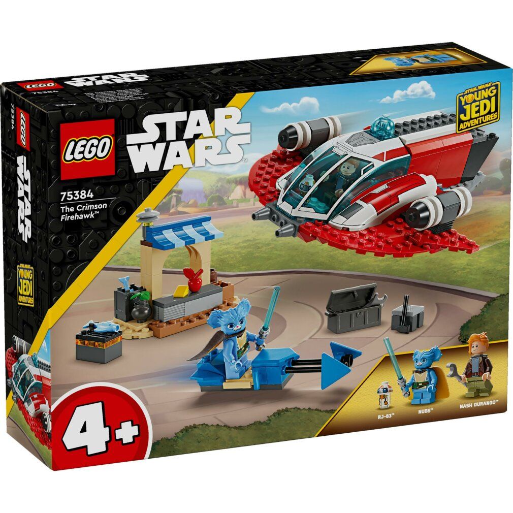 Set LEGO Star Wars. Astronave, speeder bike, personaggi. Confezione con paesaggio. Età: 4+