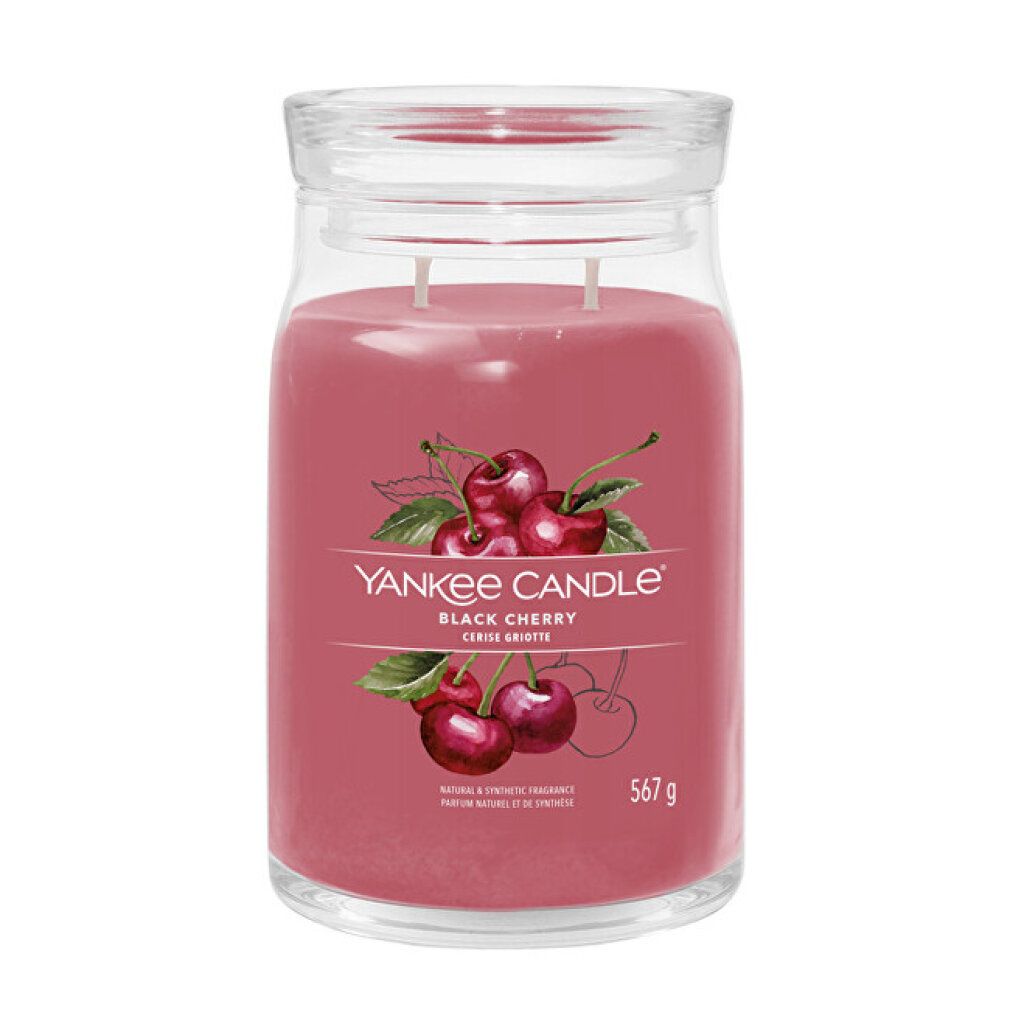 Yankee Candle Candela profumata Black Cherry in vetro con due stoppini, 567g.