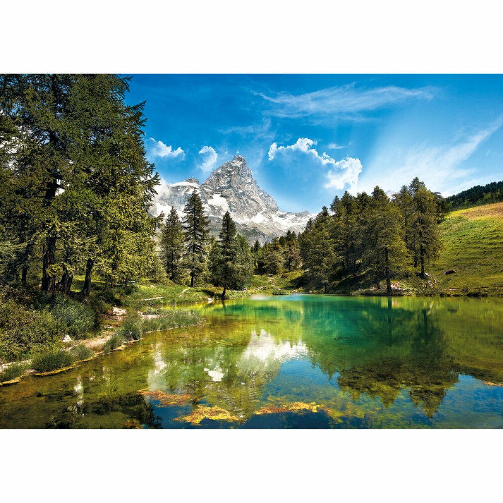 Puzzle con paesaggio. 1500 pezzi. Marchio Clementoni. Rappresentazione: lago di montagna con panorama.