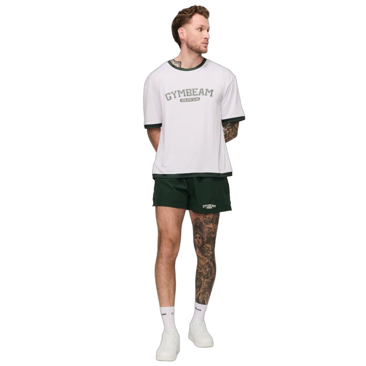 GymBeam Pantaloncini uomo oversize Varsity verde con tasche