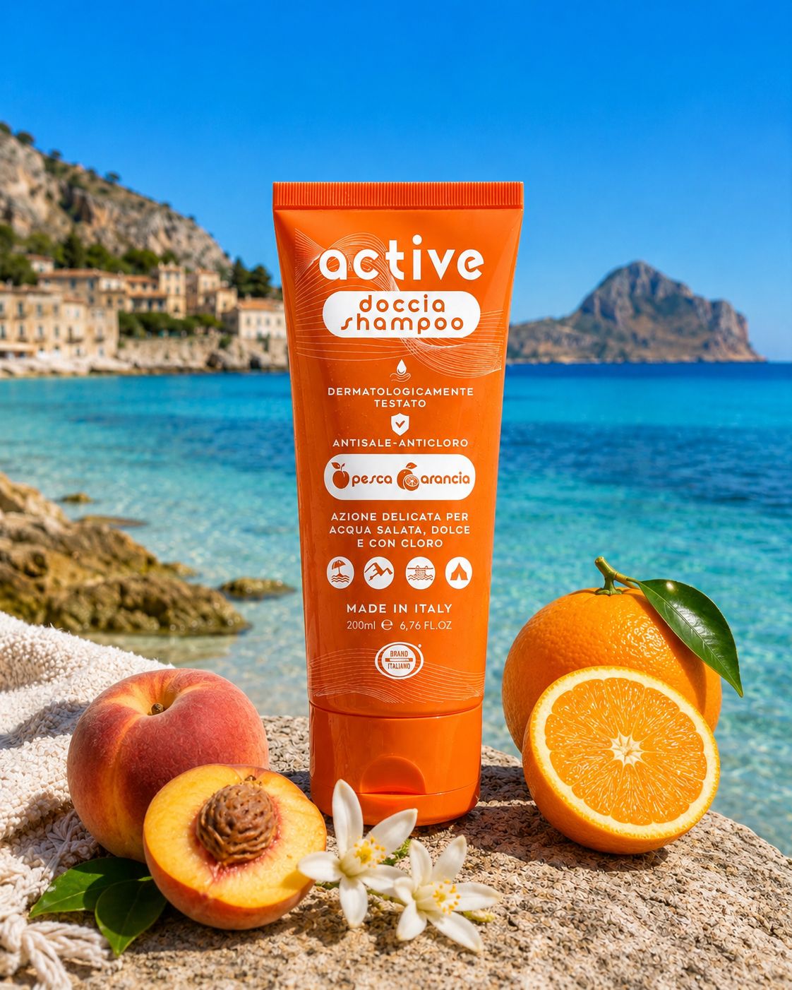 BRAND ITALIA Doccia Shampoo Anti Sale e Anti Cloro Pesca & Arancio