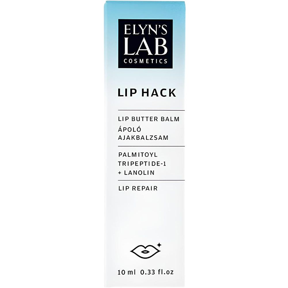 Confezione del balsamo labbra ELYN'S LAB Lip Hack con informazioni sul prodotto.