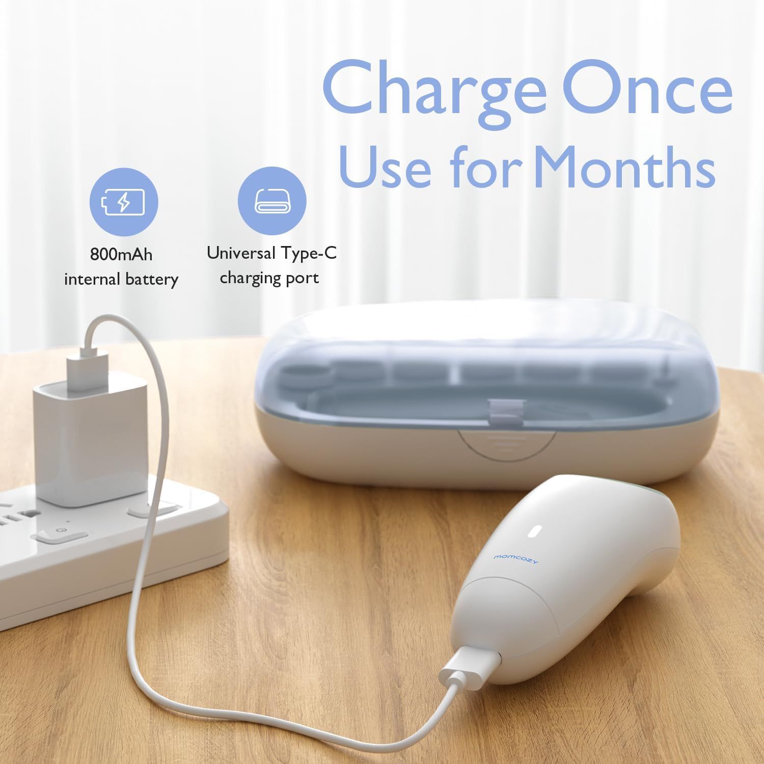 Lima per unghie per bambini con batteria da 800mAh, ricarica USB-C.