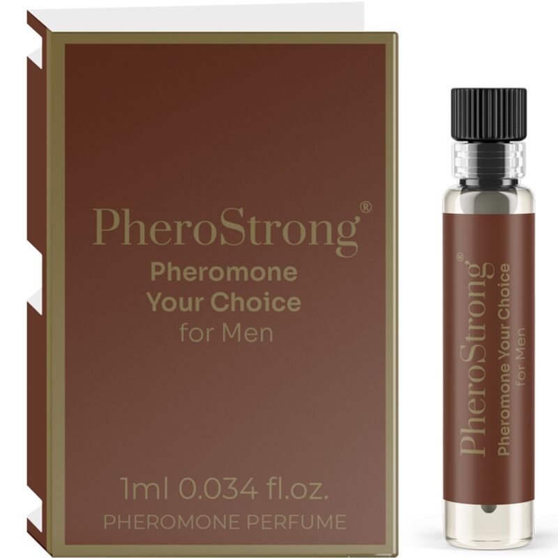 PheroStrong Pheromone Your Choice for Men, flaconcino da 1ml e astuccio.