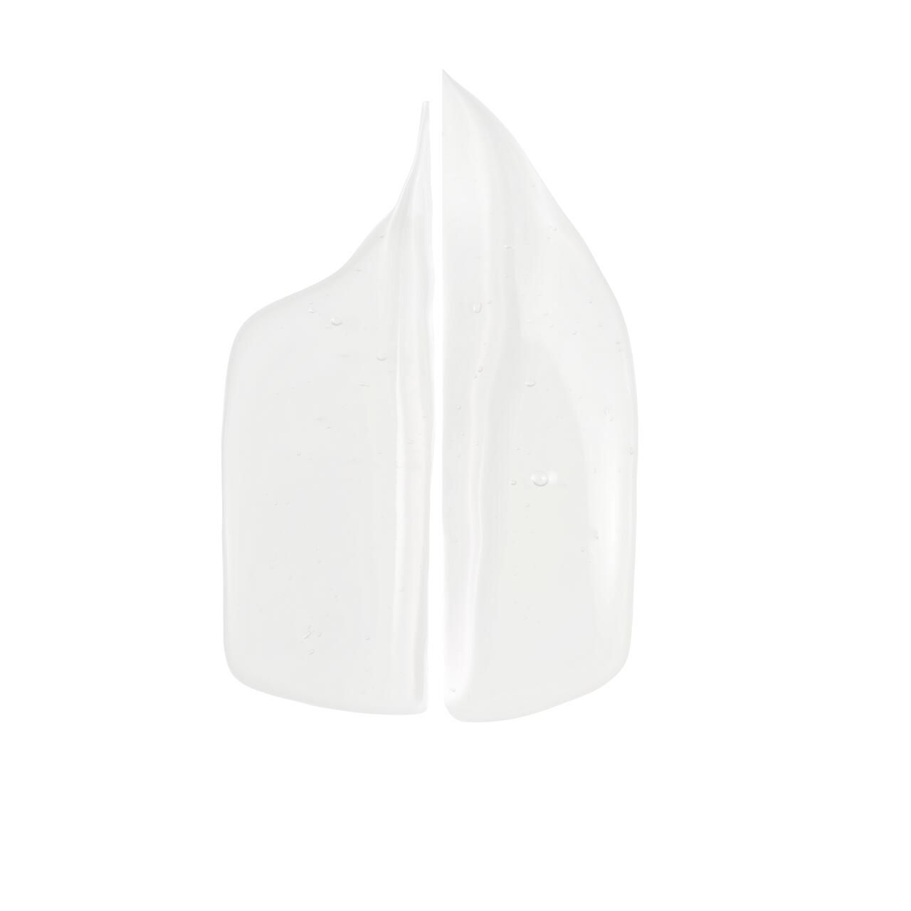 Due gocce di gel trasparente. Su sfondo bianco.