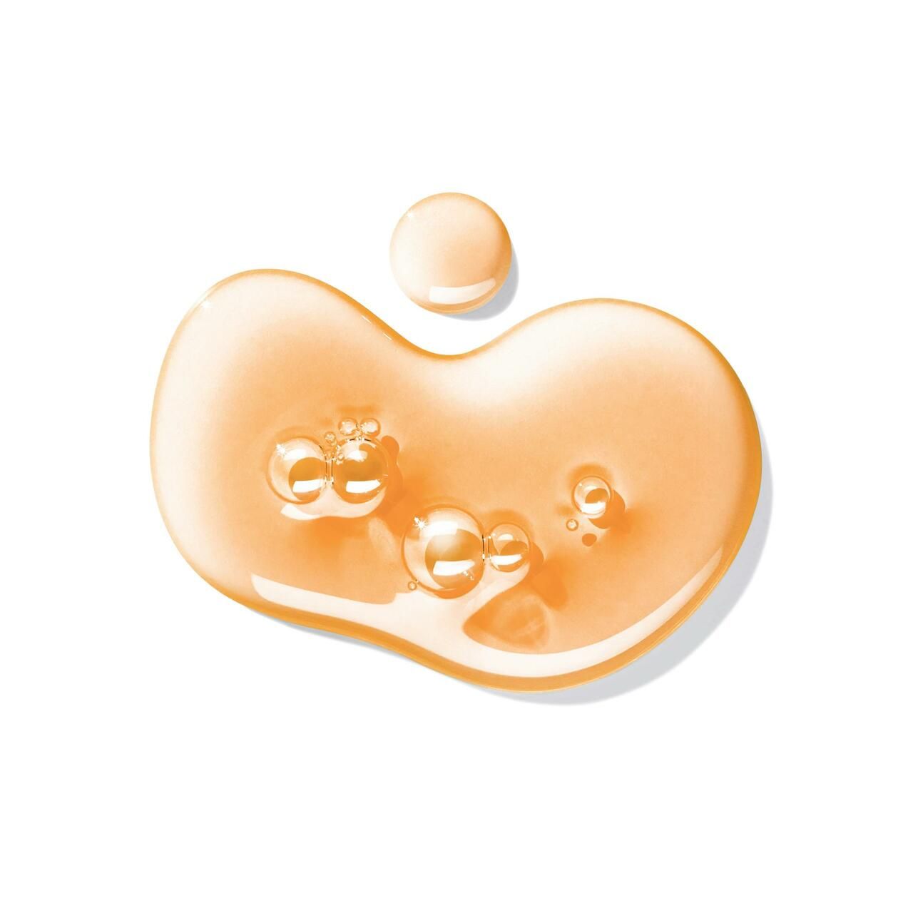 Liquido gelatinoso con bolle. Tonalità: arancione. Su sfondo bianco.