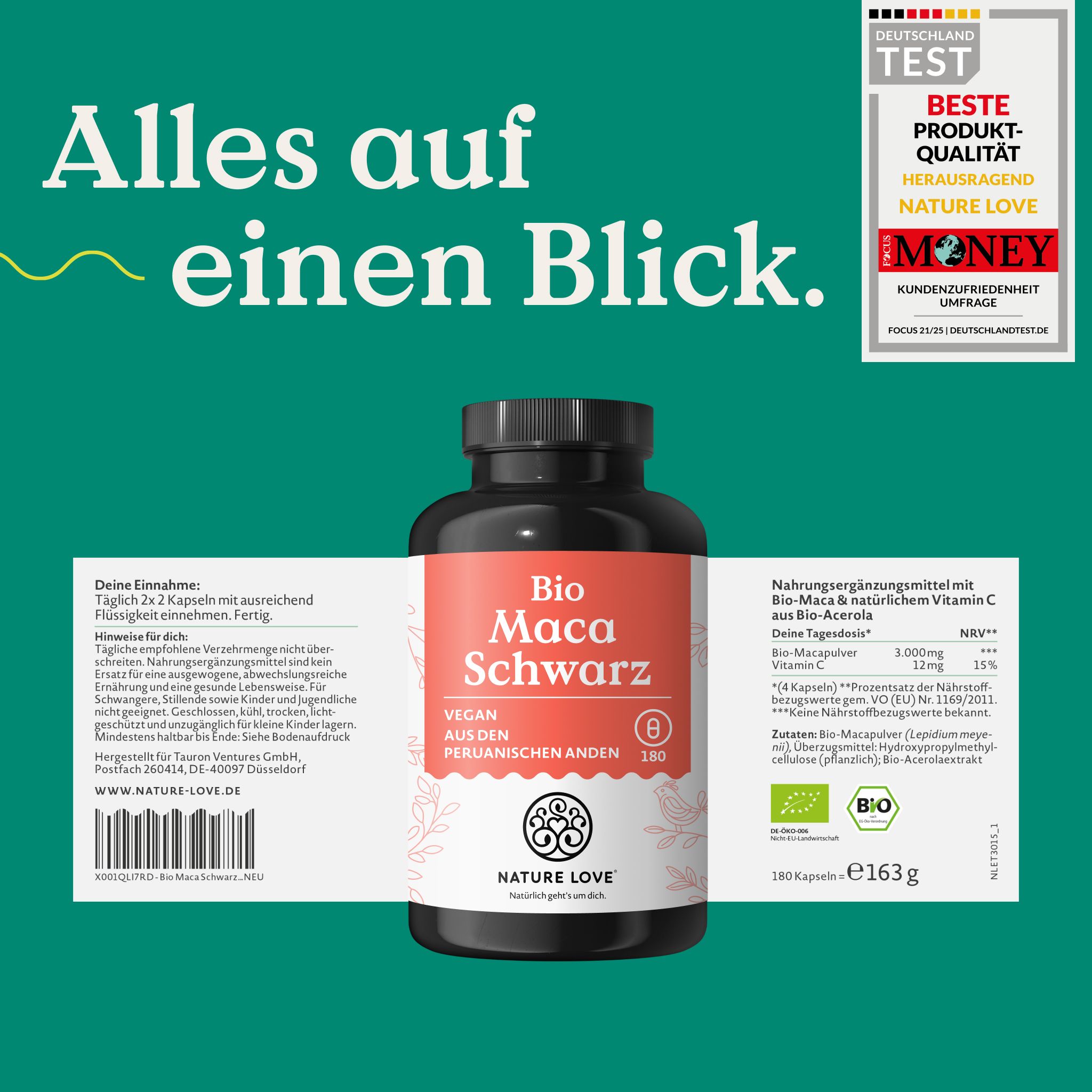 NATURE LOVE® Maca nera biologica