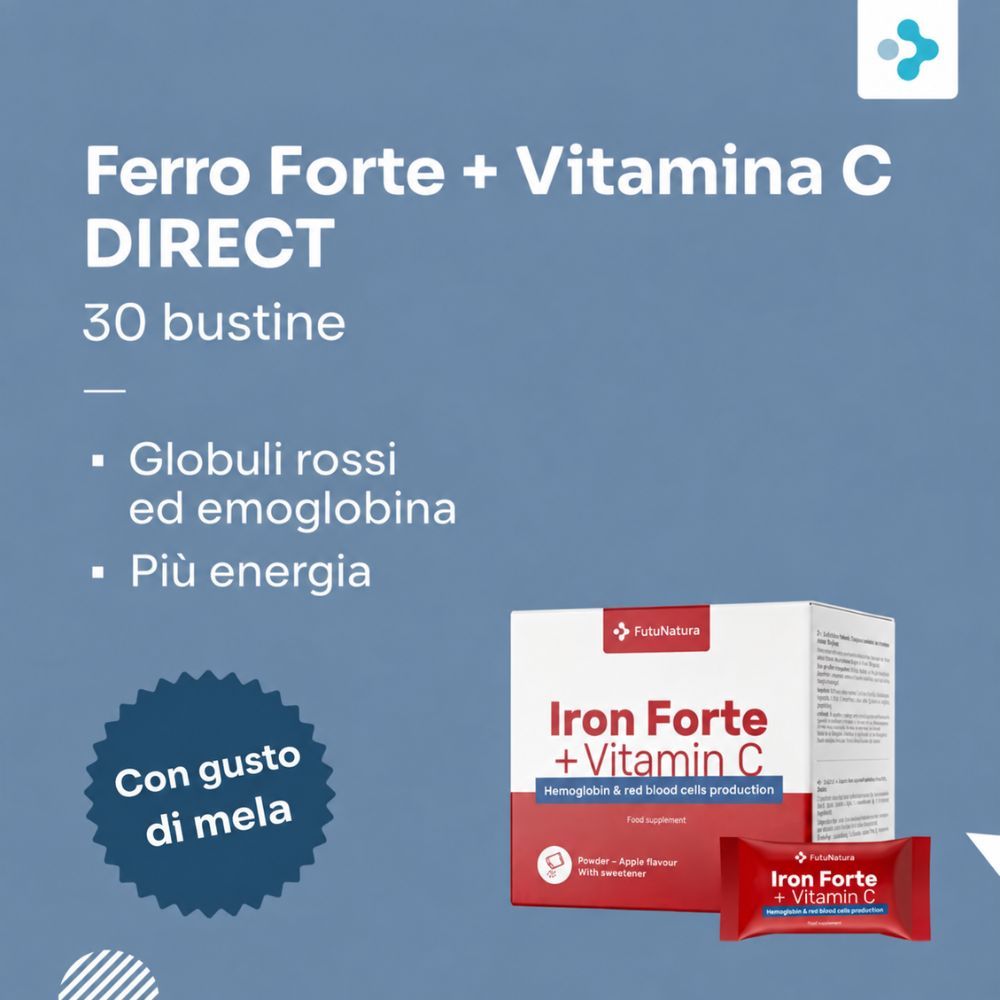 Confezione FutuNatura Ferro Forte + Vitamina C con bustina singola.