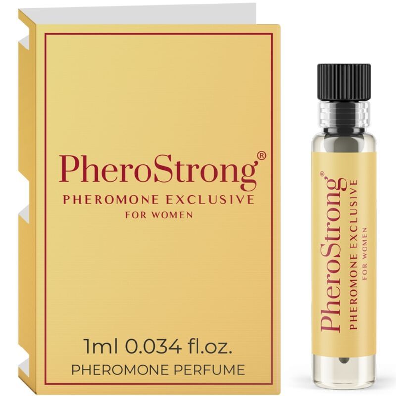 PheroStrong Pheromone Exclusive per donne, 1ml. Include un campione e una piccola bottiglia di profumo.