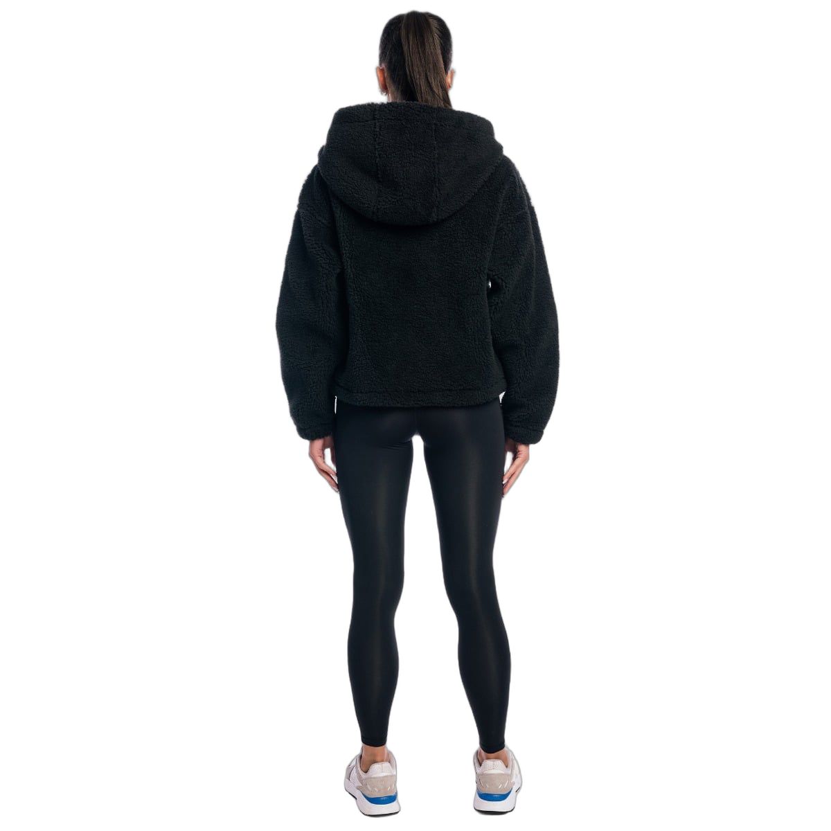 GymBeam Giacca Sherpa donna oversize con cappuccio Black