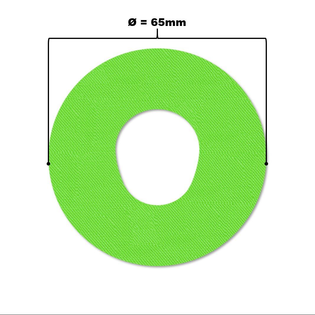 Cerotto di fissaggio verde a forma di anello con foro. Diametro 65mm. Tessuto.