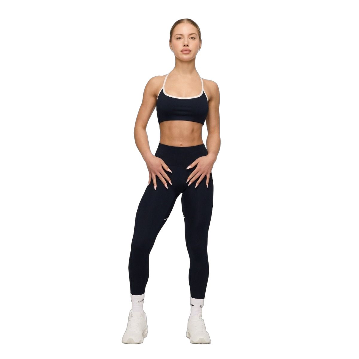 GymBeam Leggings donna Varsity lunghi a vita alta senza tasche blu con dettaglio posteriore