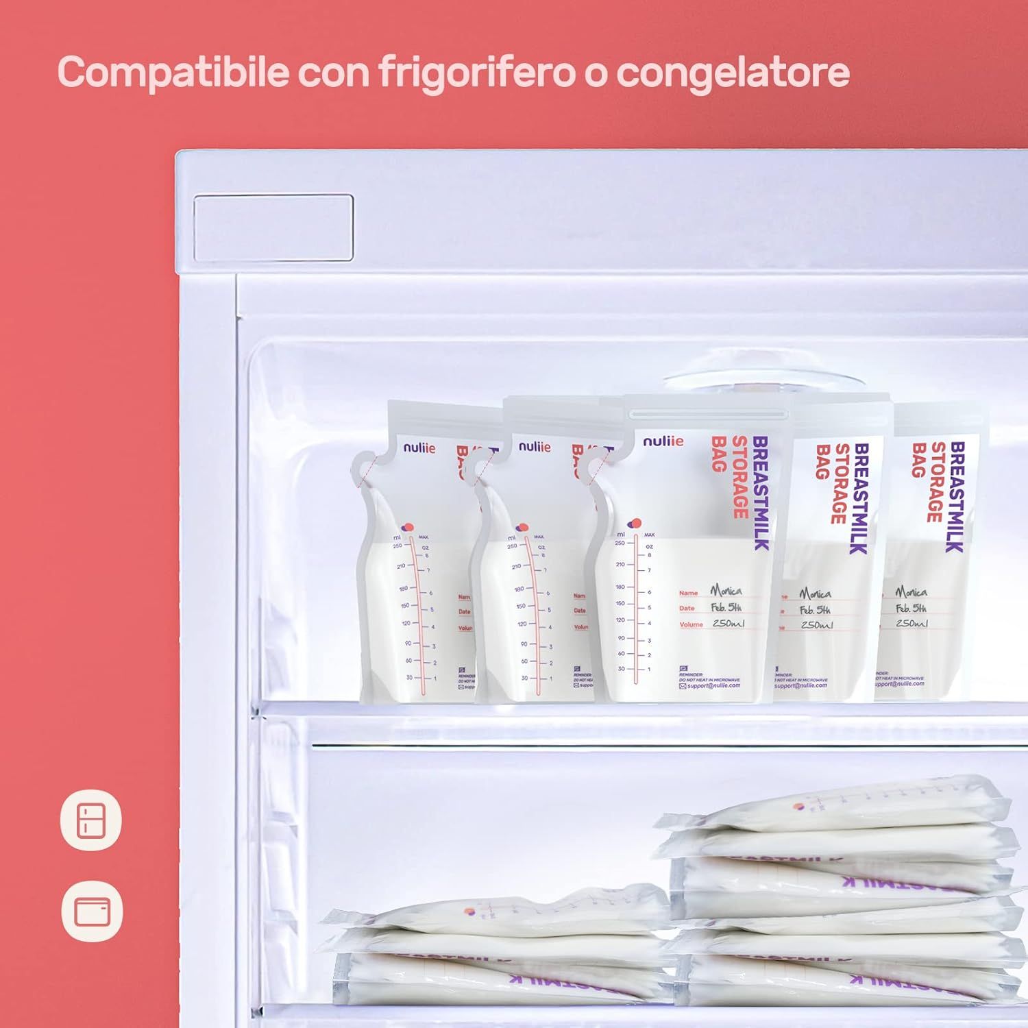 Nuliie 50 Sacchetti per Latte Materno