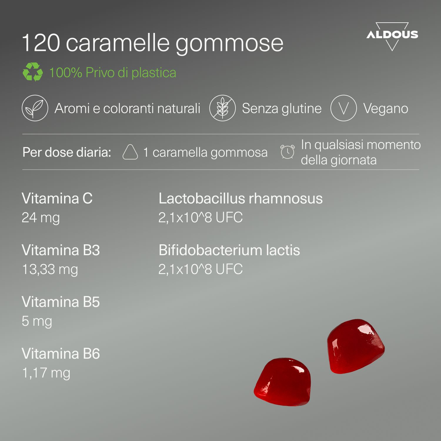 Aldous - Probiotici Gummies - Intestino,Gonfiore Addominale