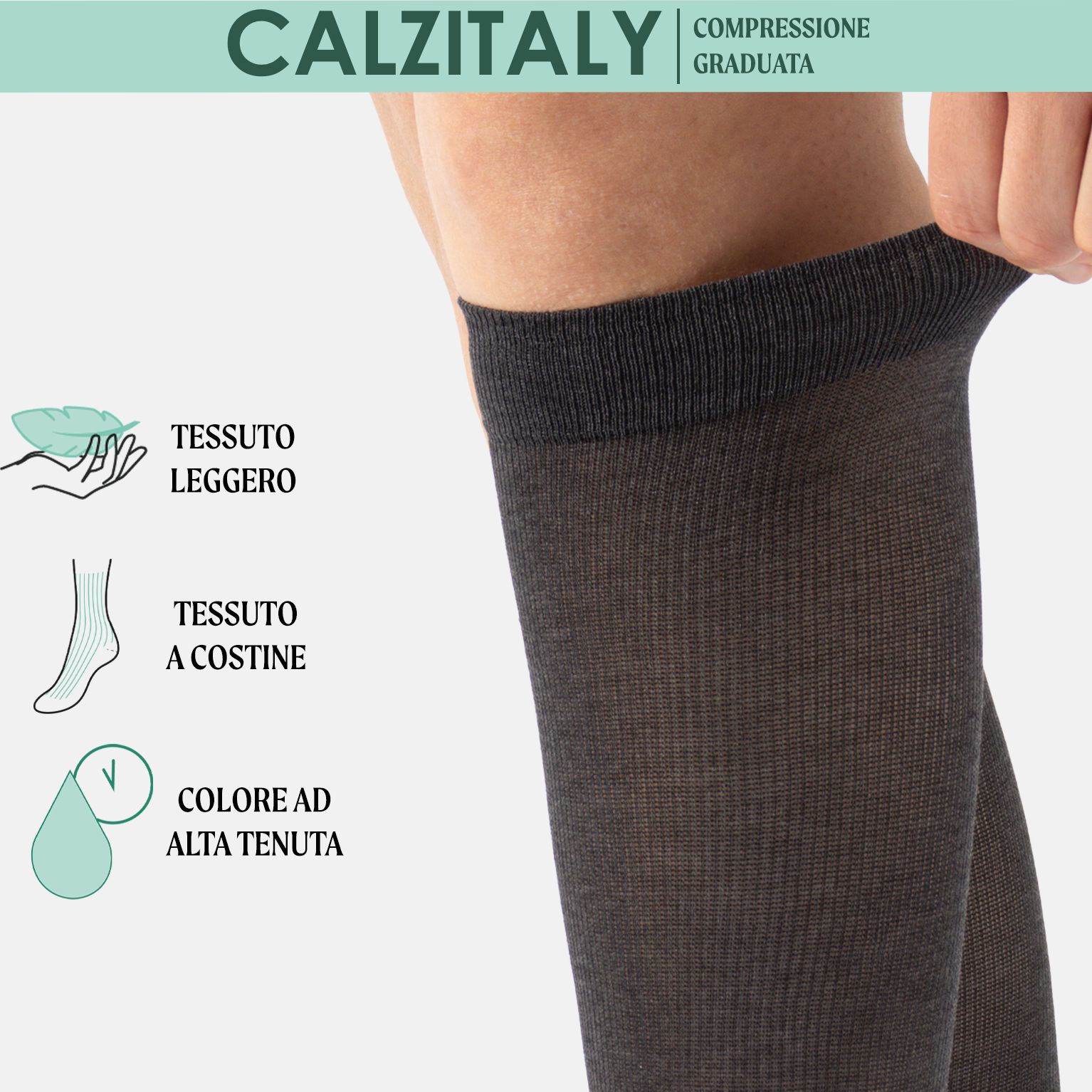 CALZITALY Gambaletti Filo di Scozia Compressione Graduata media, Calze Medicali Unisex Made in Italy