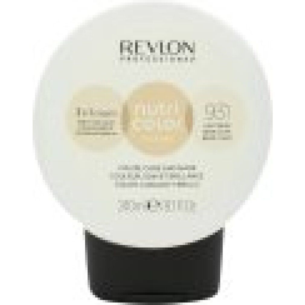 Tubo rotondo con tappo nero. Scritta: Revlon Professional, Nutri Color Filters 931. 240ml.