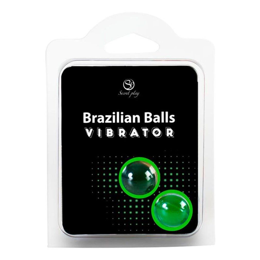 Due sfere verdi in confezione blister con scritta 'Brazilian Balls VIBRATOR'.