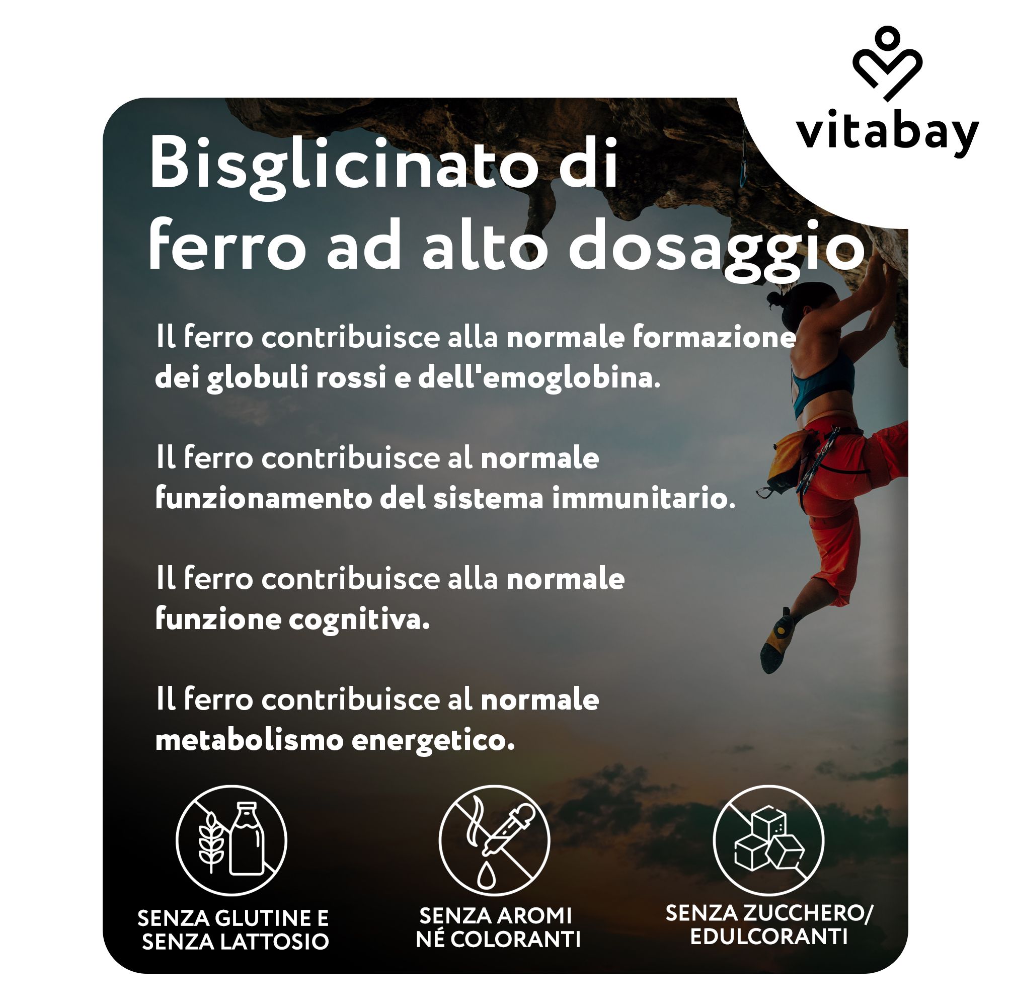 Bisglicinato di ferro ad alto dosaggio. Supporta la formazione dei globuli rossi, l'immunità, la cognizione.