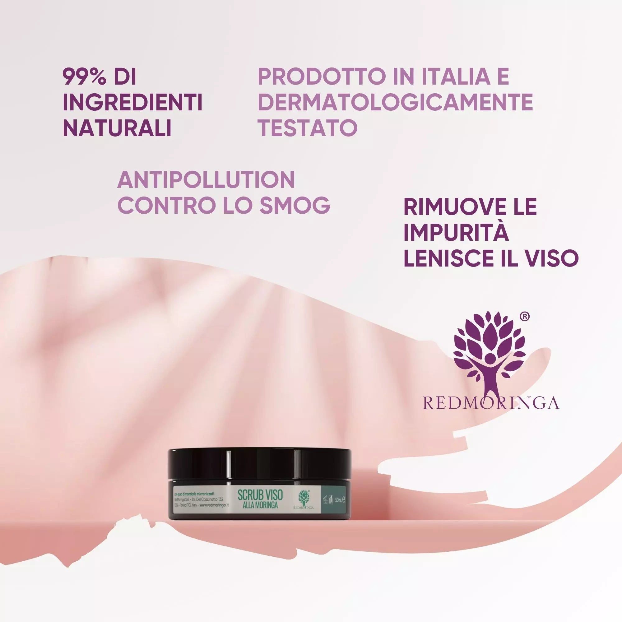 RedMoringa Scrub Viso Naturale – Esfoliante Delicato e Illuminante