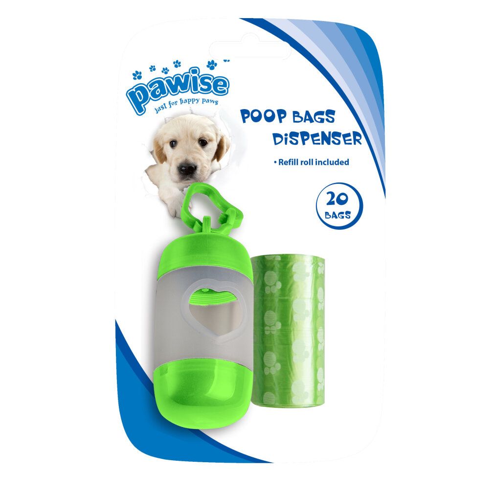 Dispenser per sacchetti di cacca Pawise (incl. 2 x 20 sacchetti)