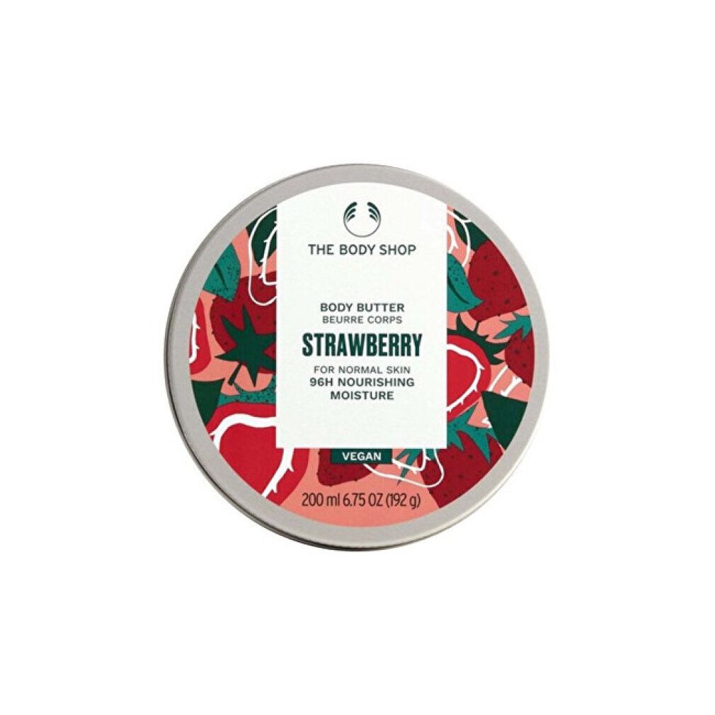 Body Butter Fragola The Body Shop, 200ml, vegan, per pelli normali, idratazione 96h.