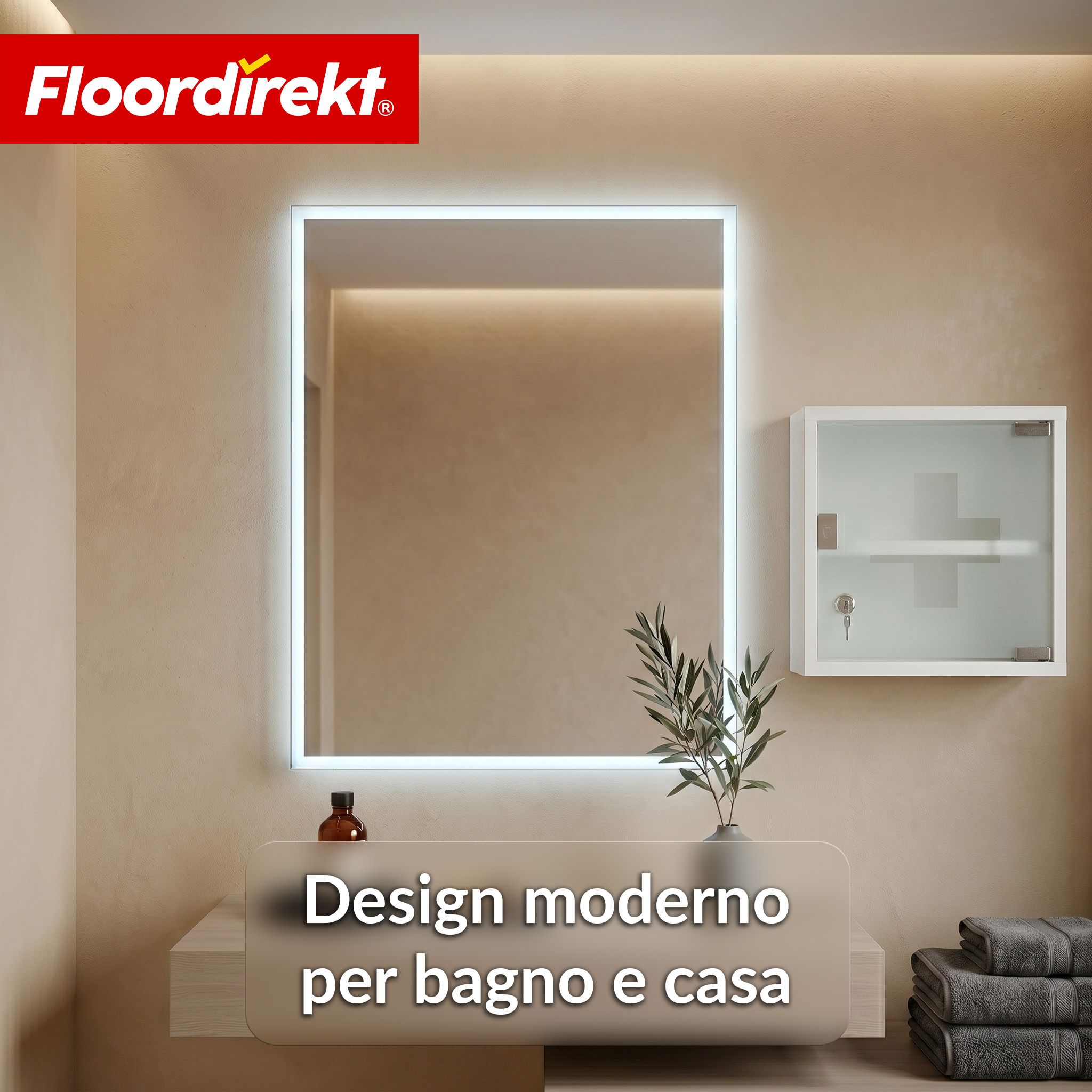 KARAT Armadietto medicinali Allen con anta in vetro bianco 30 x 30 cm 2 scomparti