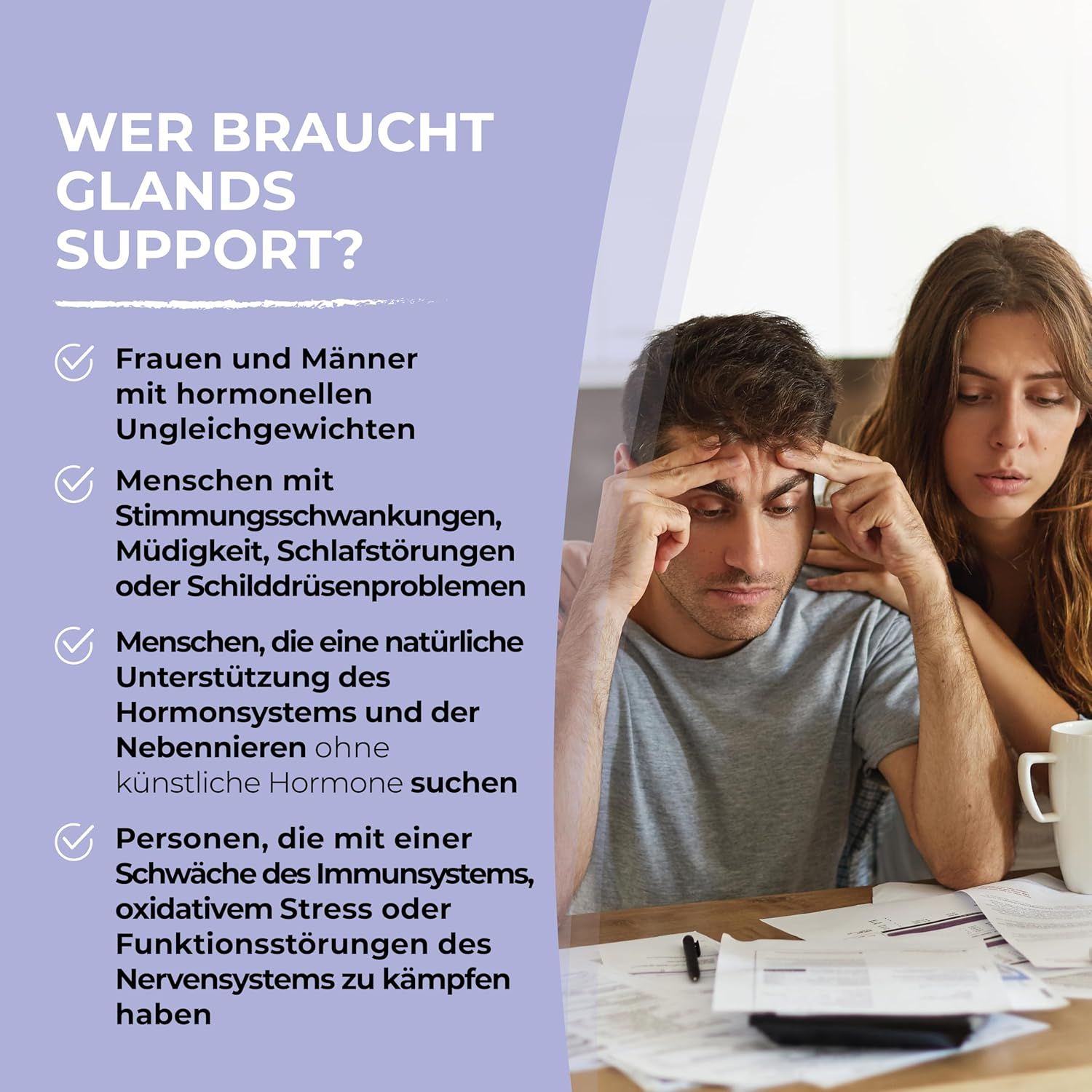 Grafica: Chi ha bisogno di Glands Support? Elenco di criteri per donne e uomini.