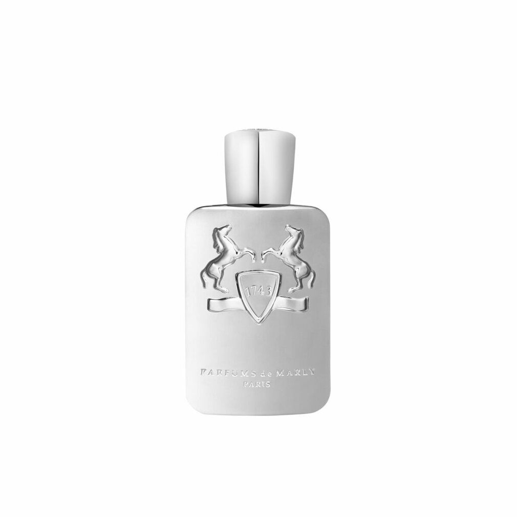 Parfums de Marly Pegasus Eau de Parfum Spray. Flacone argentato con logo e scritta.