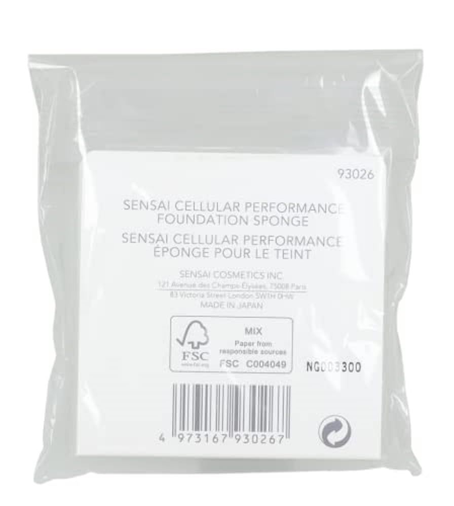 Confezione Sensai Foundation Sponge. Testo: Foundation Sponge, Éponge pour le teint. Logo FSC.