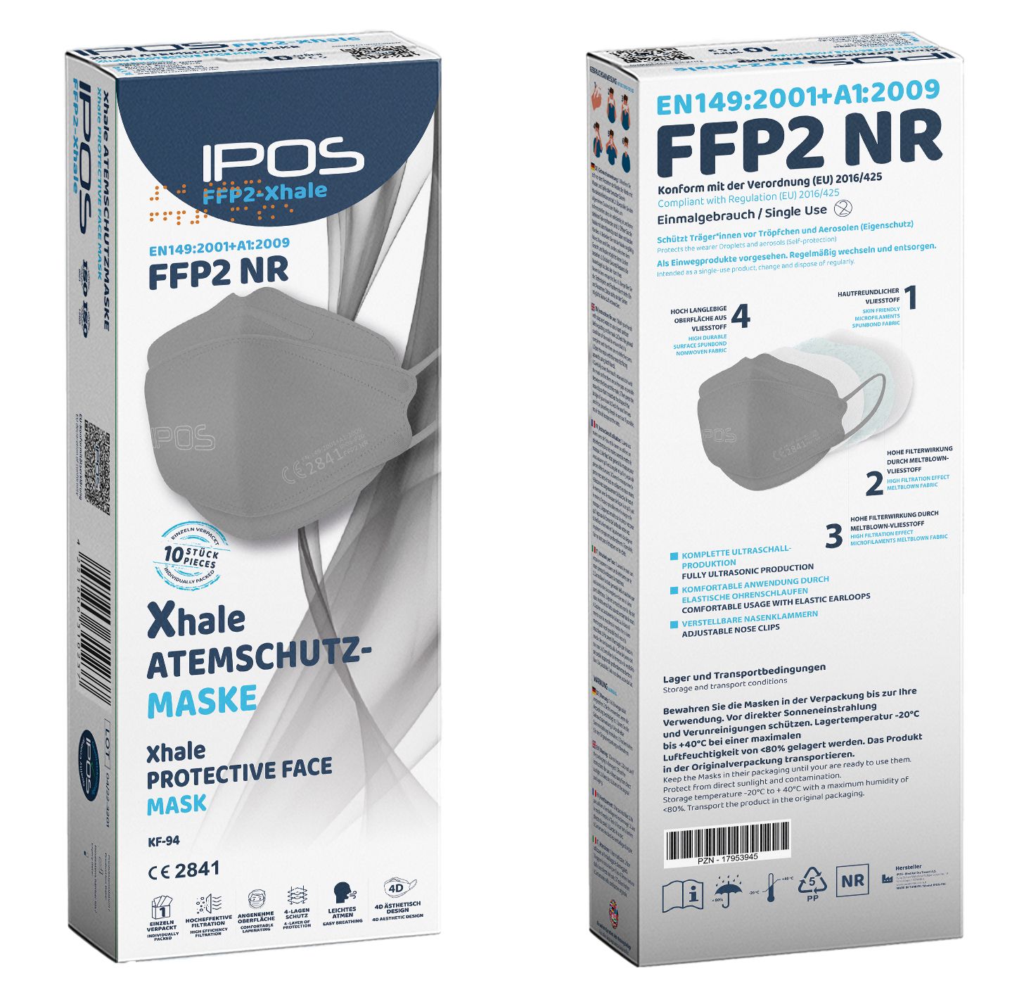 Maschere FFP2 Xhale IPOS confezionate singolarmente